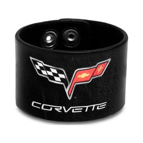 Corvette C6 Logo Black Leather Cuff