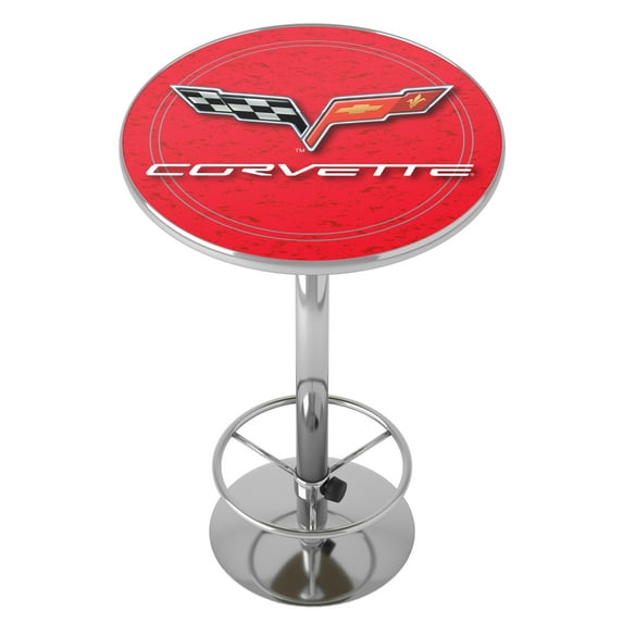 Corvette C6 Red Bar Table with Adjustable Footrest and Acrylic Top