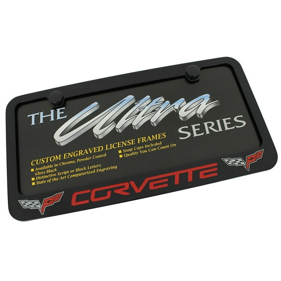 Corvette C6 Red Logo License Plate Frame (Black)