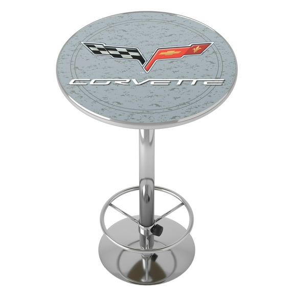 Corvette C6 Silver Bar Table with Adjustable Footrest and Acrylic Top