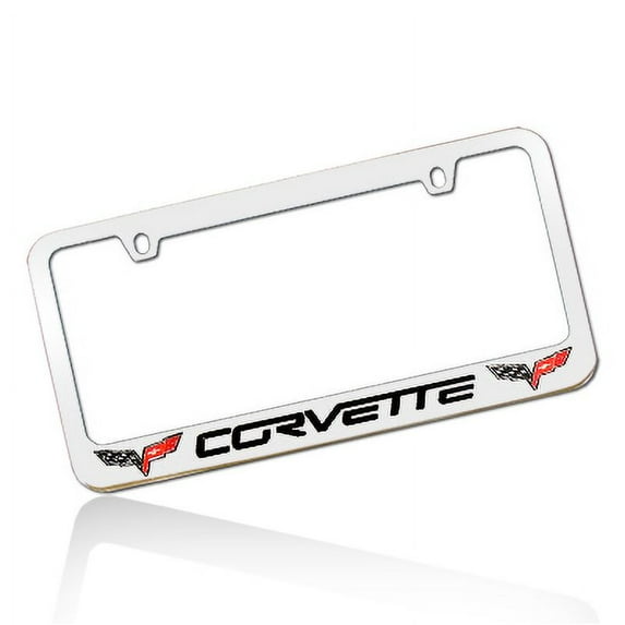 Corvette C6 Two Logos Chrome License Plate Frame