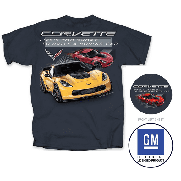 Corvette C7 Life's Too Short To Drive Boring Car Graphic Shirt Official Licensed (2XL)
