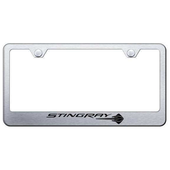 Corvette C7 Stingray Laser Etched Logo Stainless Steel License Plate Frame (Brushed Chrome)