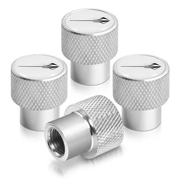 Corvette C7 Stingray Logo White on Shining Silver Aluminum Tire Valve Stem Caps