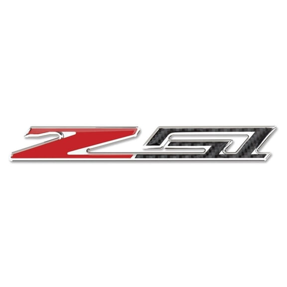 Corvette C7 Z51 Badge/Emblem - Domed - Carbon Fiber Look w/Chrome Trim: C7 Stingray Z51 6 inch