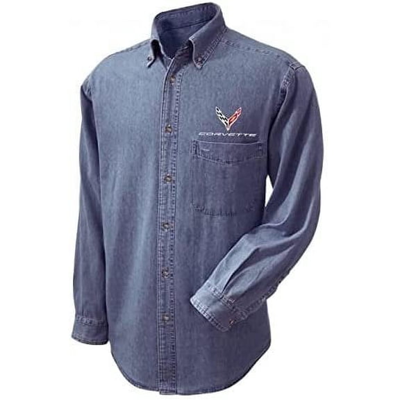 Corvette Denim Button-Down Shirt : C8 Next Generation Medium