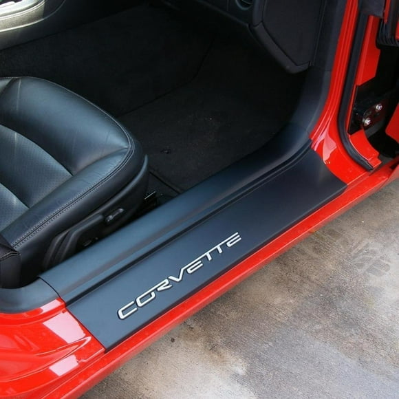 Corvette - Door Sill Ease/Protector - Inner Door Sill Guards w/Corvette Script : 2005-2013 C6, Z06, Grand Sport & ZR1