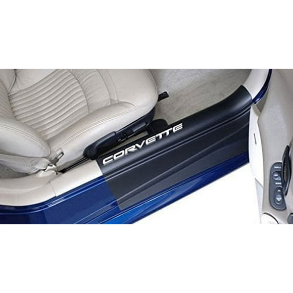 Corvette Door Sill Ease Protectors: 1997-2004 C5 & Z06 Black w/ White Letters