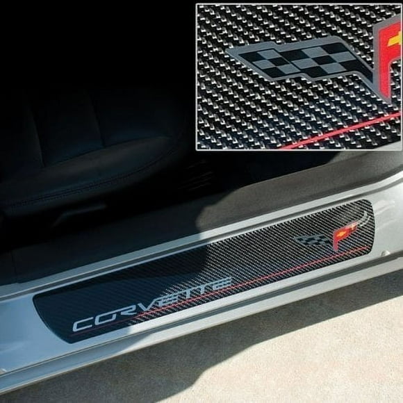 Corvette Door Sill Plates - Carbon Fiber with C6 Logo: C6