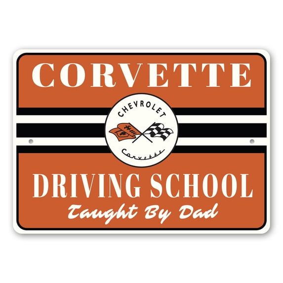 Corvette Driving Class Aluminum Metal Decor Sign - 4x18 inches