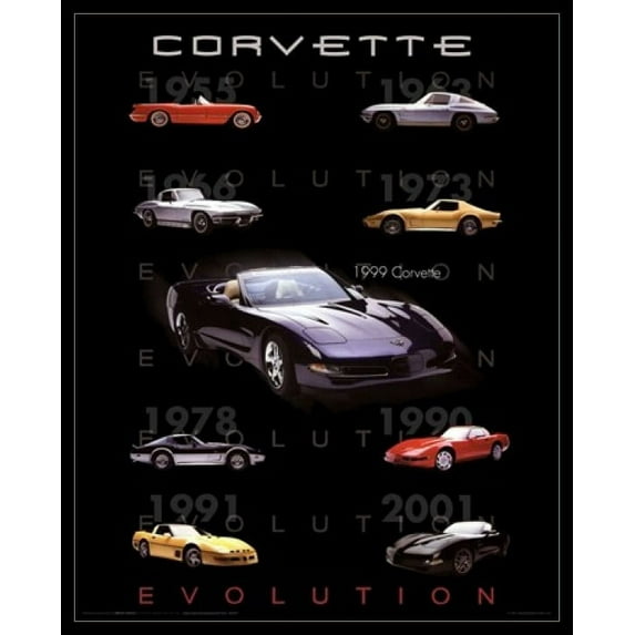 Corvette Evolution Laminated & Framed Poster (16 x 20)