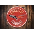thumbnail image 1 of Corvette Garage Car Novelty Decor, Metal Wall Sign - 12" Circle, 1 of 4