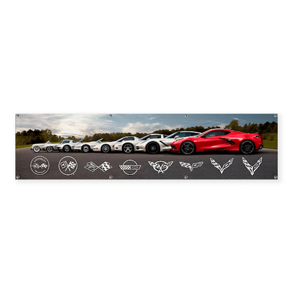 Corvette Generations Art Banner Print with Grommets