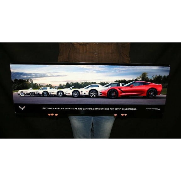 Corvette Generations Metal Sign 35" x 12" Custom Made - 14 Gauge Metal