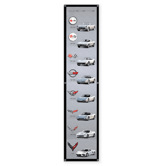 Corvette Generations Silver Art Banner Print with Grommets