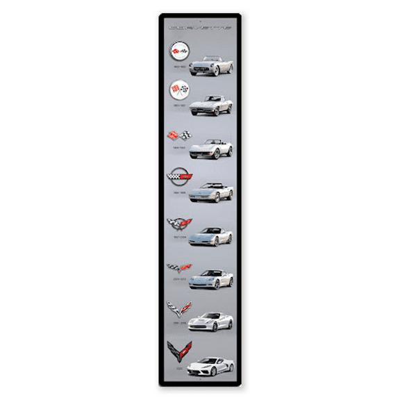 Corvette Generations Silver Art Metal Print with Holes for Mounting