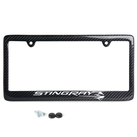 Corvette License Plate Frame - Carbon Fiber : C7 Stingray Logo