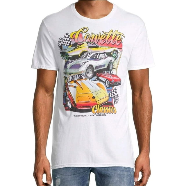 Corvette Men's Water Color Style Corvette Classics Graphic Print T-Shirt, L