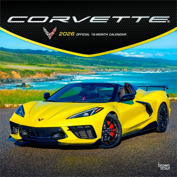Corvette OFFICIAL | 2026 12x24" (Hanging) Square Wall Calendar | Plastic-Free