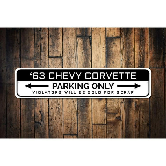 Corvette Parking Only Novelty Decor, Metal Wall Sign - 4x18 Inches