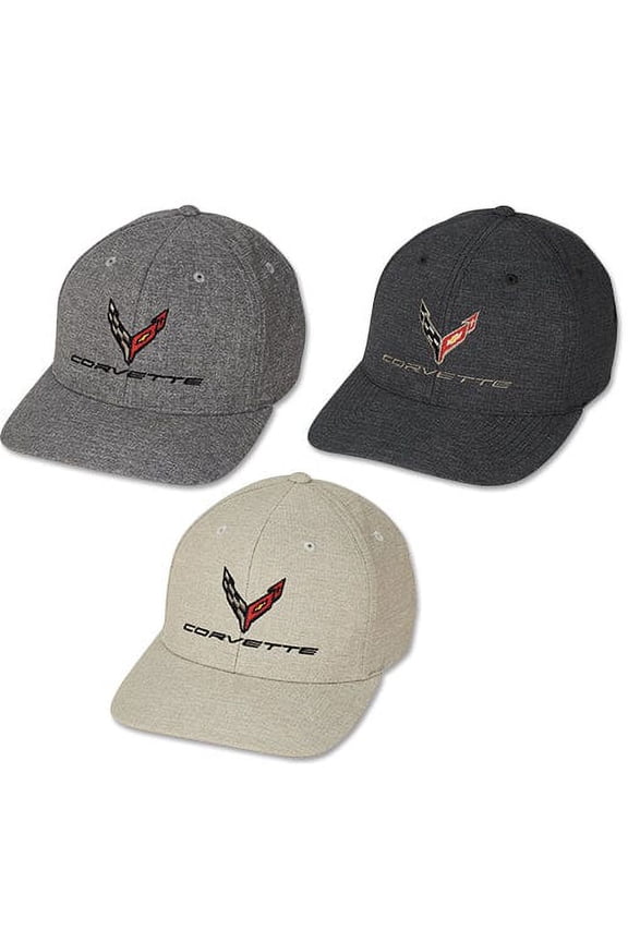 Premium Heather FlexFit Baseball Hat -Silver/Navy