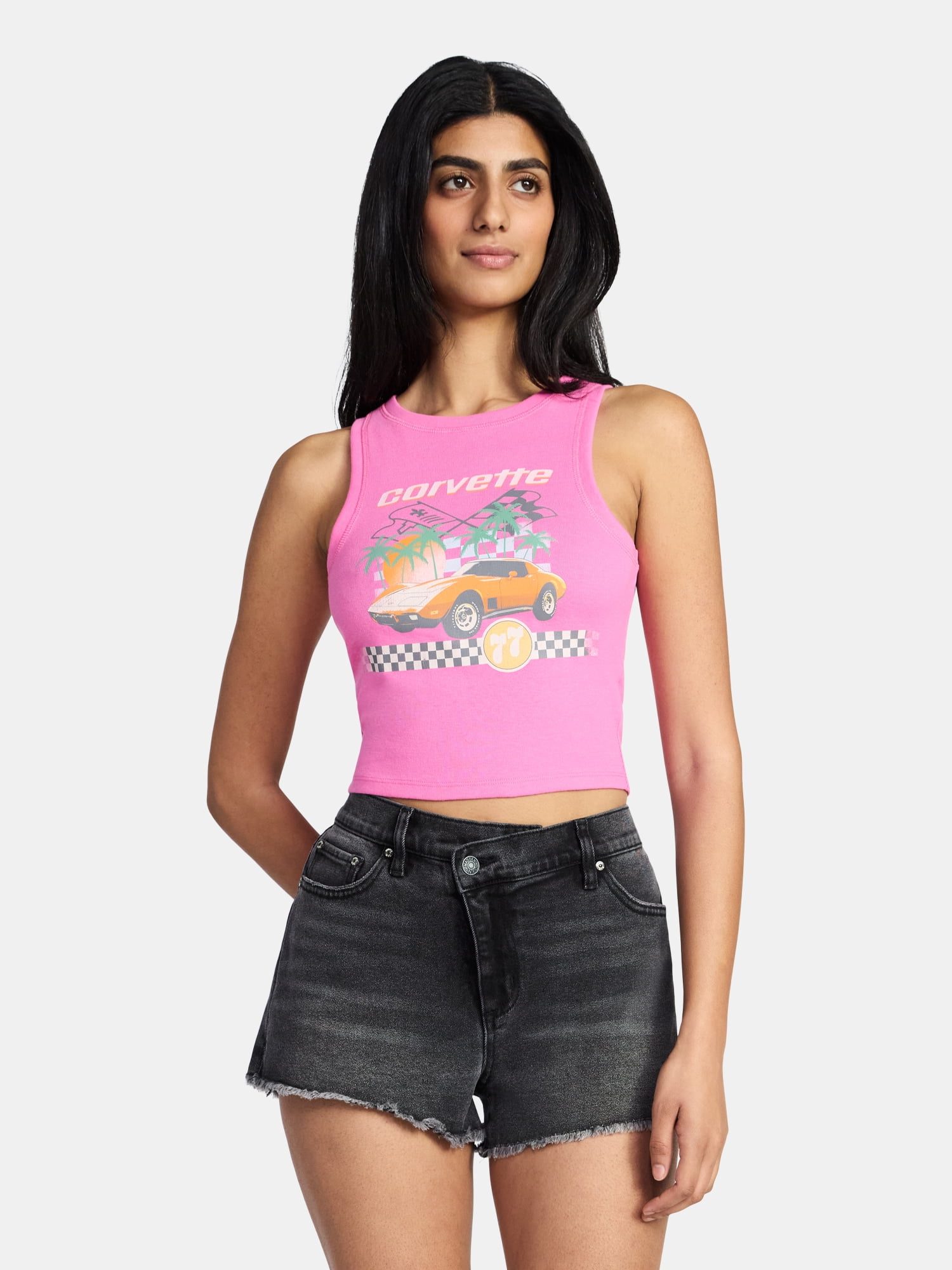 Corvette Race Flags Women's Graphic Tank Top, Sizes XXS-XXL