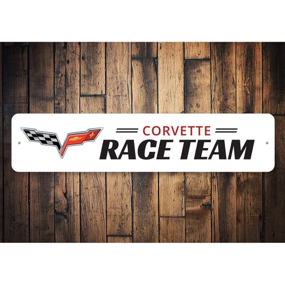 Corvette Race Team Novelty Sign, Metal Wall Decor - 4x18 inches