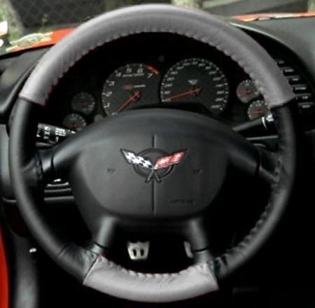 Corvette Steering Wheel Cover Euro-Style Two-Tone : 1997-2004 C5 & Z06 Grey/Black