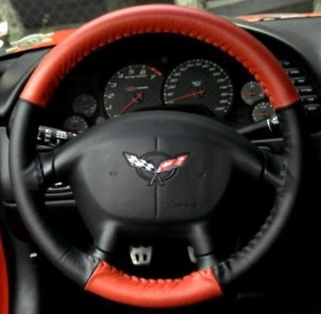 Corvette Steering Wheel Cover Euro-Style Two-Tone : 1997-2004 C5 & Z06 Red/Black