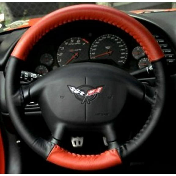 Corvette Steering Wheel Cover Euro-Style Two-Tone : 1997-2004 C5 & Z06 Red/Black