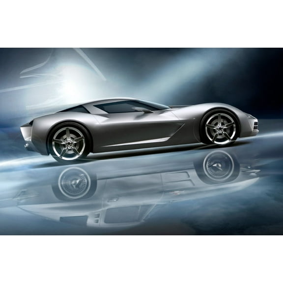 Corvette Stingray Concept Poster Metal Print 12In x 16In 12x16 Multi-Color Square Adults AB Posters