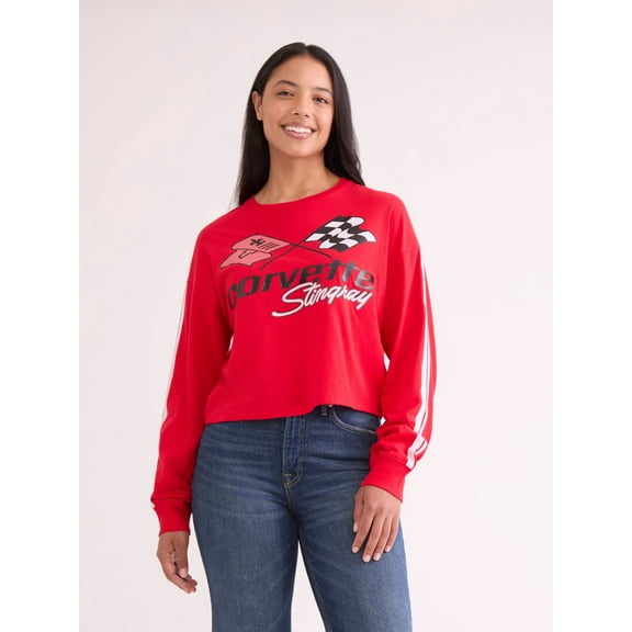 Corvette Stingray Women's Graphic Tee with Long Sleeves, Sizes XXS-XXL