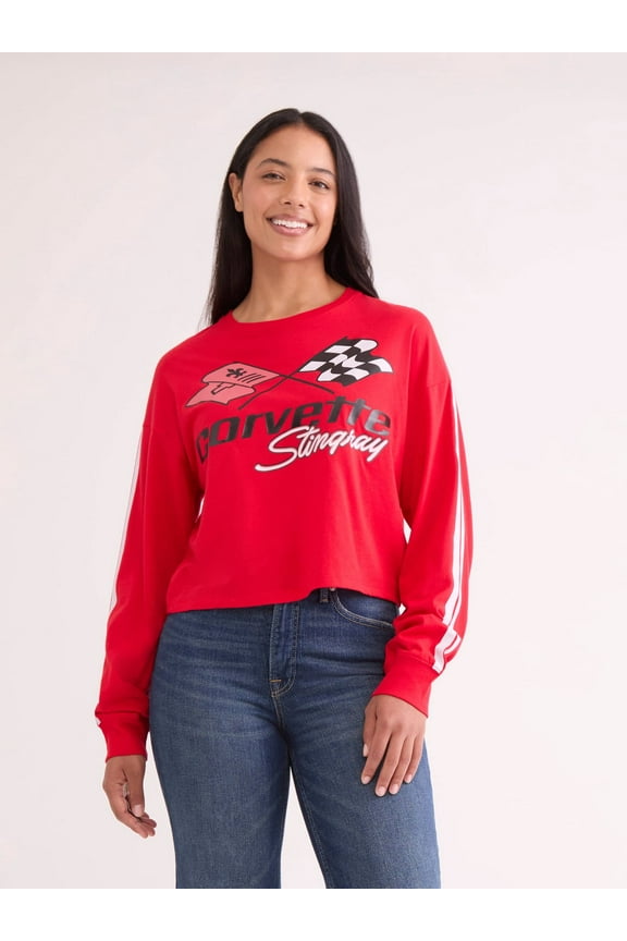 Corvette Stingray Women's Graphic Tee with Long Sleeves, Sizes XXS-XXL