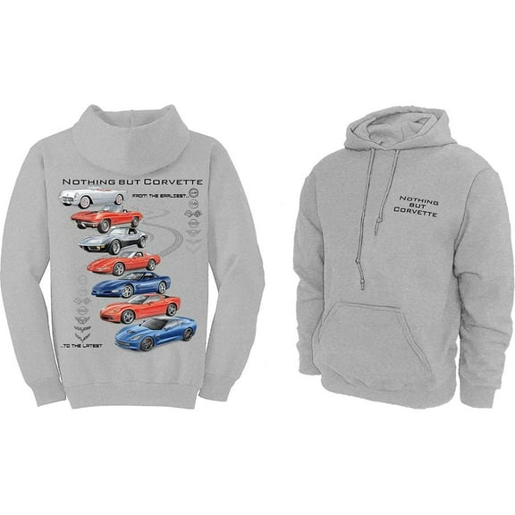 Corvette Sweatshirt Nothing but Corvette Hoodie - Gray :C1, C2, C3, C4, C5 & C6 XX-Large, Gray