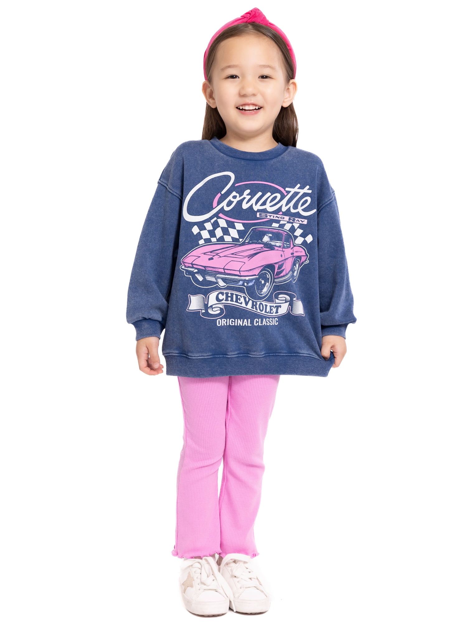 Corvette Toddler Girls Chevrolet Printed Crewneck Sweatshirt and