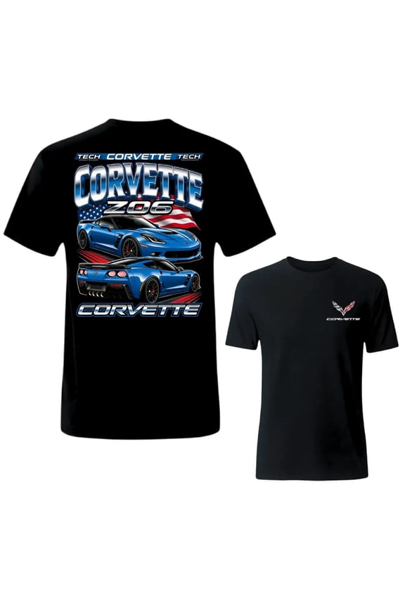 Corvette Z06 C7 Blue American Flag Racing T-Shirt