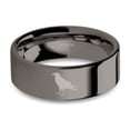 thumbnail image 1 of Corvid Crow Raven Engraved Gunmetal Polished Tungsten Wedding Band, 8mm, Size 8, 1 of 2