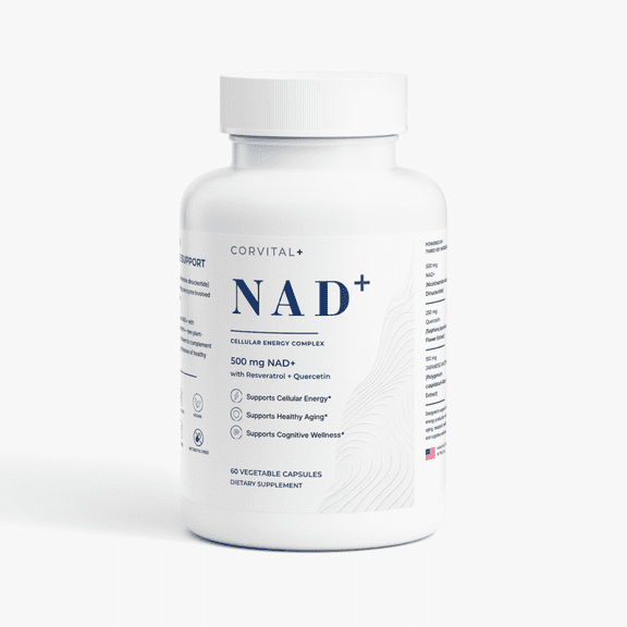 Corvital+ NAD+ 500mg with Resveratrol & Quercetin, Cellular Energy Support, 60 Capsules