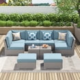 thumbnail image 1 of Corvus  10-piece Grey Sectional Conversation Sofa Set Grey - Blue, 1 of 5