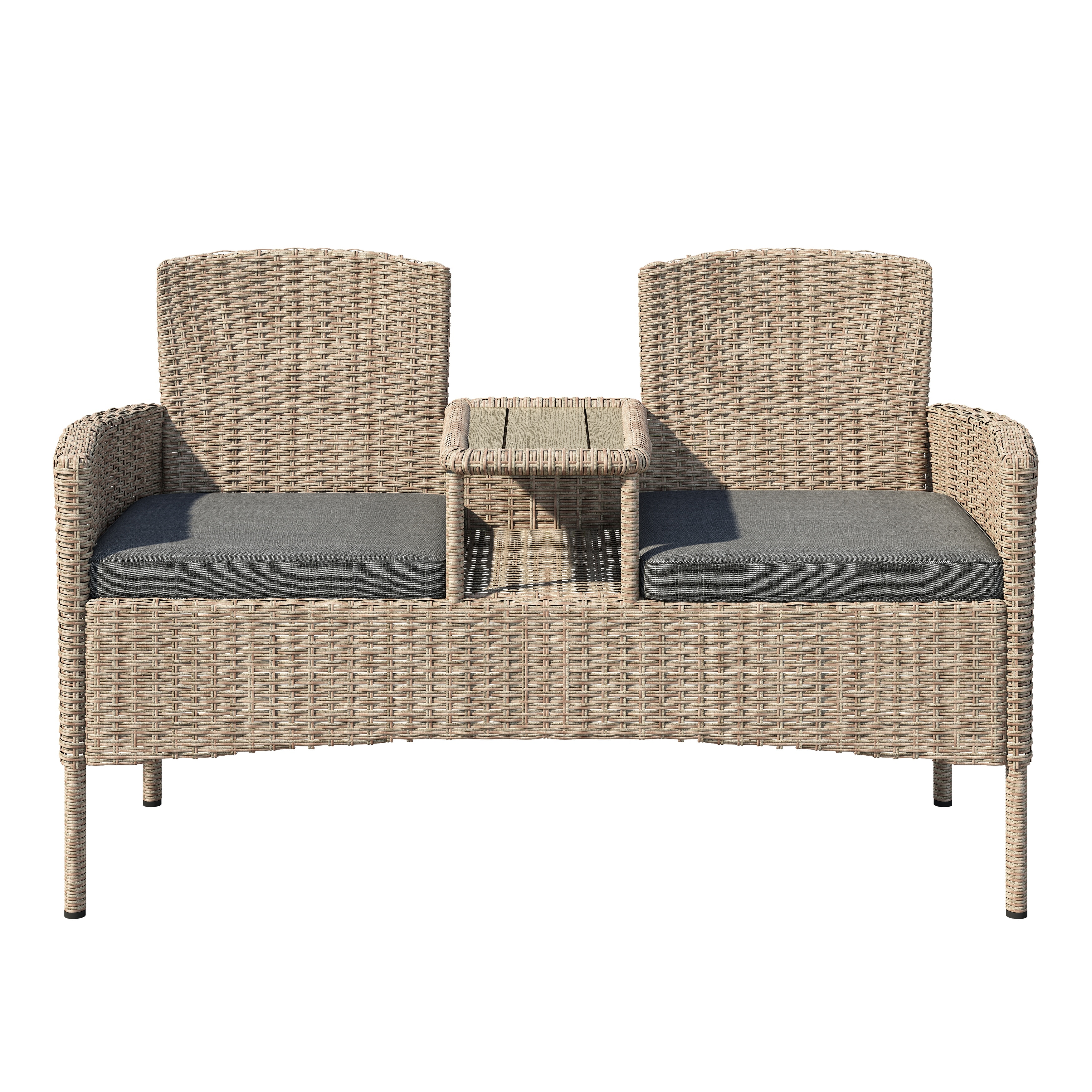 Corvus  Armitage Outdoor Wicker Tete-a-Tete Bench Grey