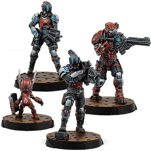 Corvus Belli Infinity: Nomads Corregidor Fireteam Pack Beta - 4 Miniaturas De Metal Sin Pintar: 2 Diablos Y 2 Lobos, Ideal Para Ampliar Tu Ejército De Corregidor En Infinity Y Otros TTRPG (Tiempo De Juego 90-120 Min)