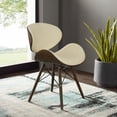 thumbnail image 1 of Corvus  Madonna Mid-century Accent Chair Accent Chairs Beige - 1 Chair 1 Chair Oak Finish, Wood Finish Metal 1-Piece Handmade Faux Leather, 1 of 5