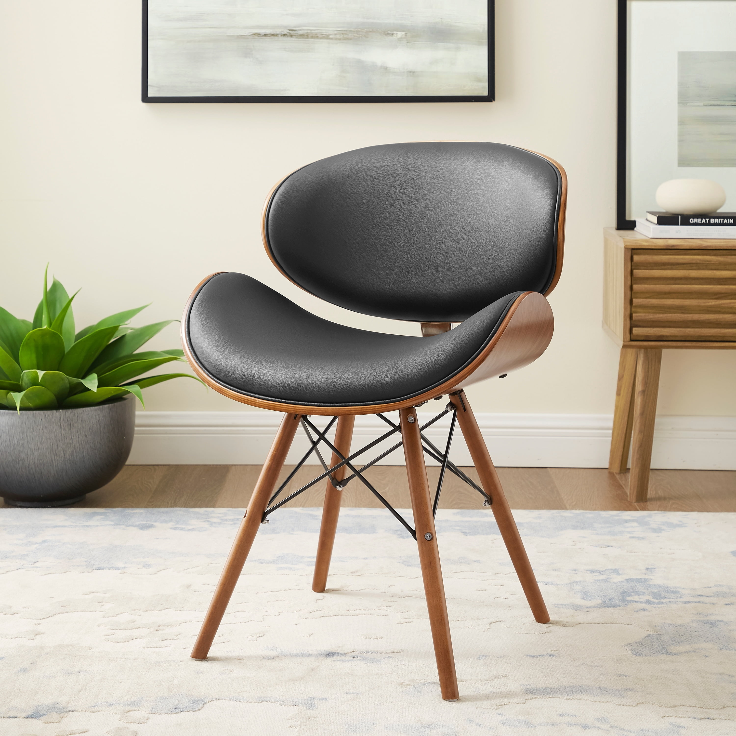 Corvus Madonna Midcentury Accent Chair Accent Chairs BlackWalnut