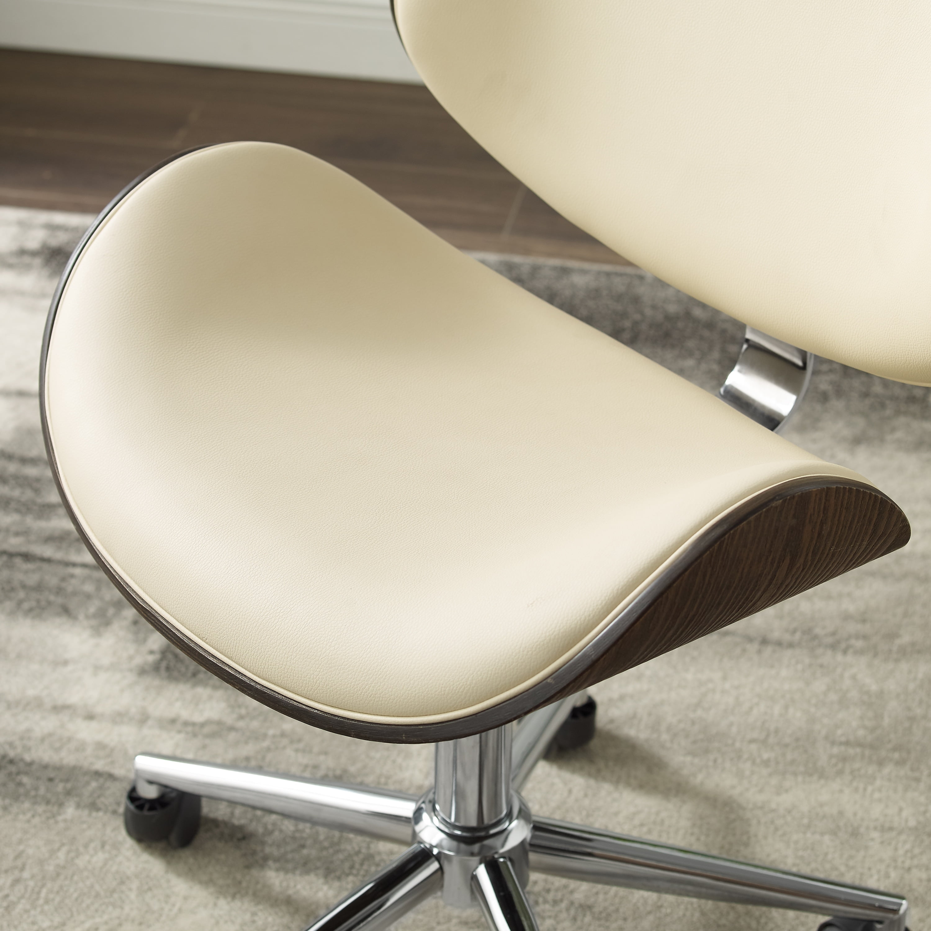 Corvus Madonna Midcentury Modern Adjustable Curved Office Chair Beige
