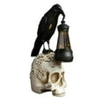 thumbnail image 1 of Corvus Raven Perching On Rose Skull Statue with Solar LED Lantern Light Crow Scavenger Bird Ossuary Figurine for Courtesy Path Or Night Light,White, 1 of 10