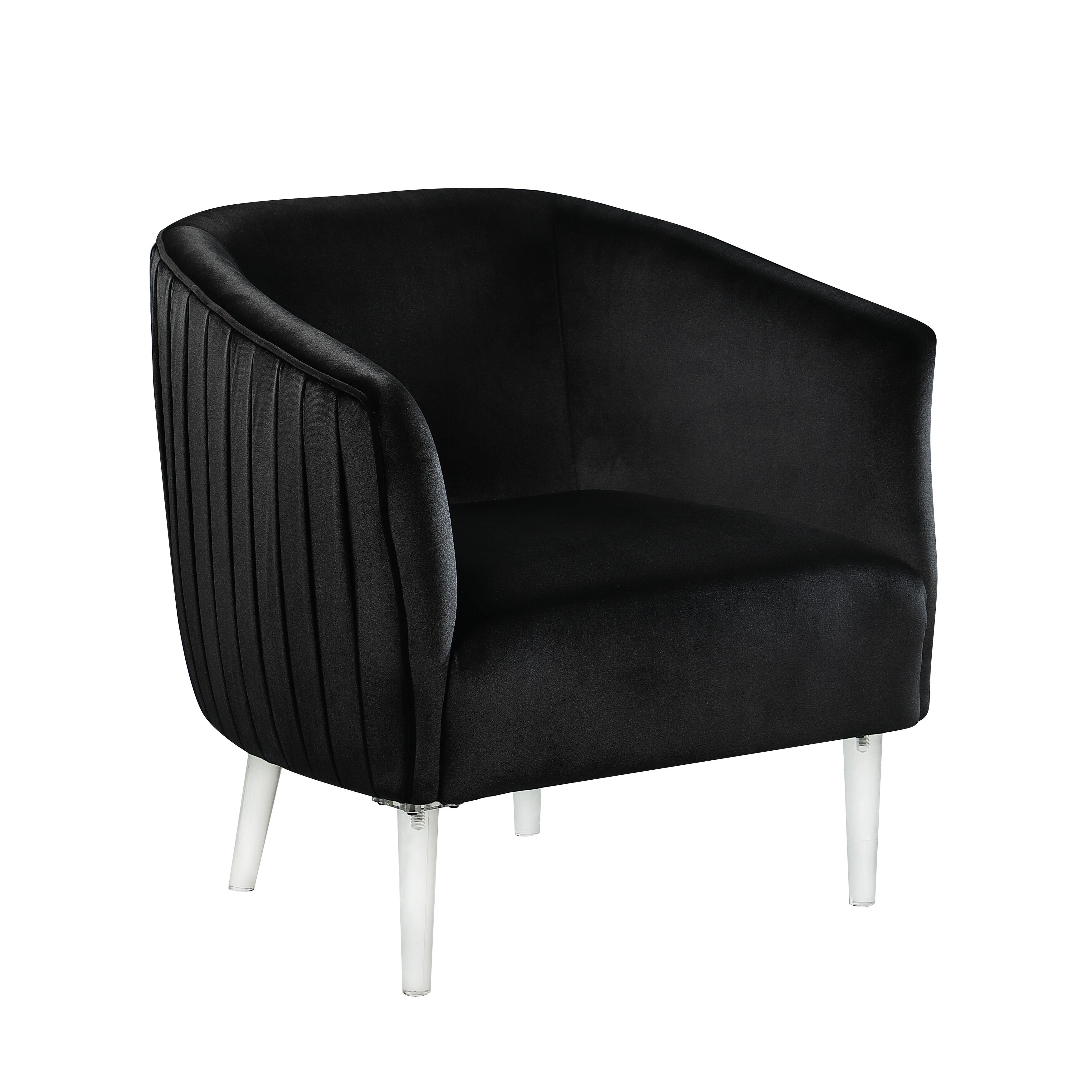 Corvus Riley Curved Back Velvet Barrel Accent Chair Black