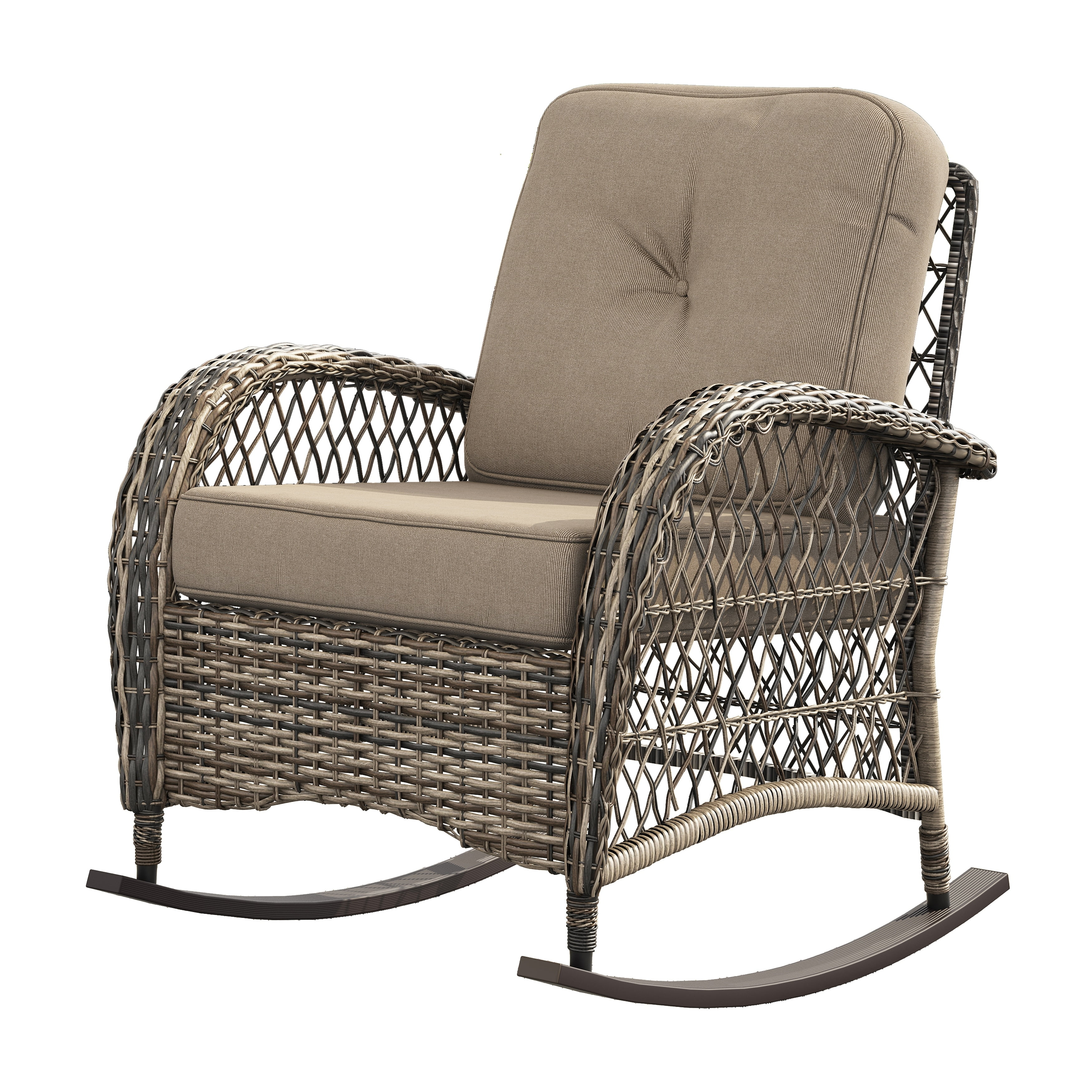 Salerno Brown Handwoven Resin Wicker Outdoor Rocking Chair