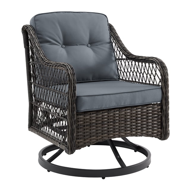 Corvus Vasconia Resin Wicker Outdoor Swivel Lounge Chair Cadet Grey ...