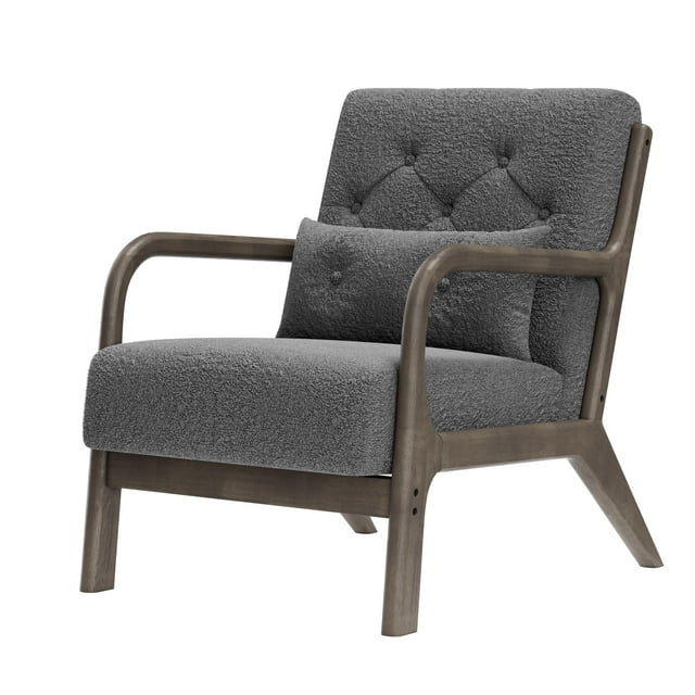 Corvus Zelda Lounge Accent Chair with Arms Wooden Arms Grey Wood Finish
