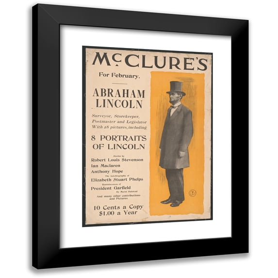 Corwin Knapp Linson 11x14 Black Modern Framed Museum Art Print Titled - Mcclure's for February, Abraham Lincoln (1896)
